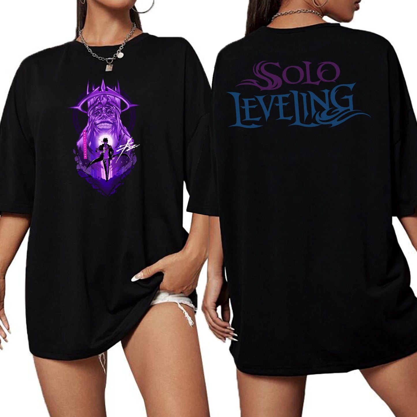 Solo Leveling Statue of God Extra Large T-shirt O-Neck Short Sleeve Fashion Oversize Shirts