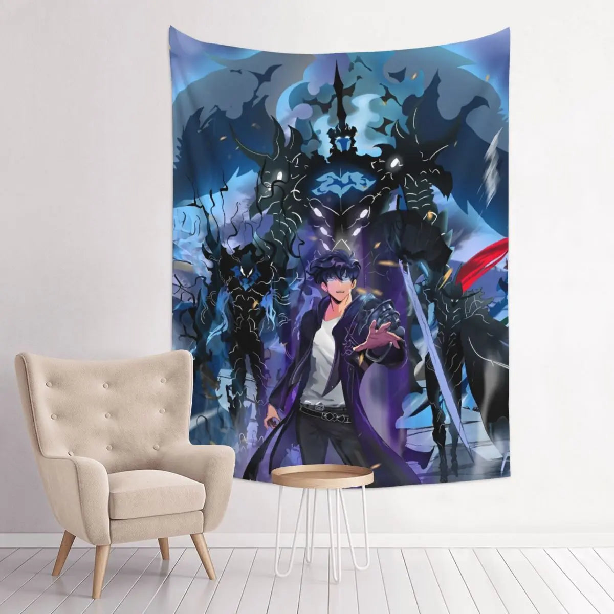 Anime Solo Leveling Tapestry Bohemian Polyester Wall Hanging Wall Decor Background Cloth Witchcraft Tapestries