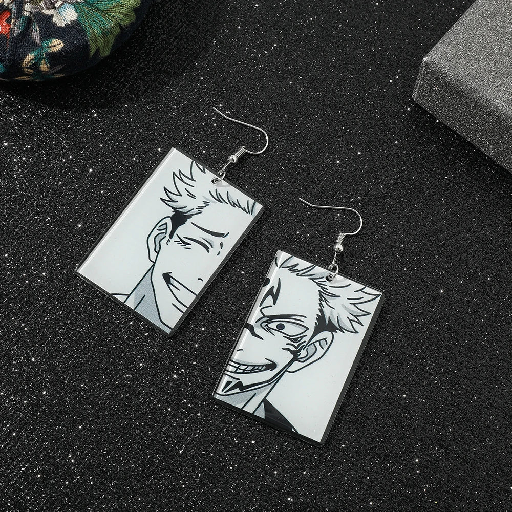 Anime Jujutsu Kaisen Figure Drop Earrings Itadori Yuji Ryomen Sukuna Acrylic Ear Accessories Cosplay Gift for Fans for Women Men