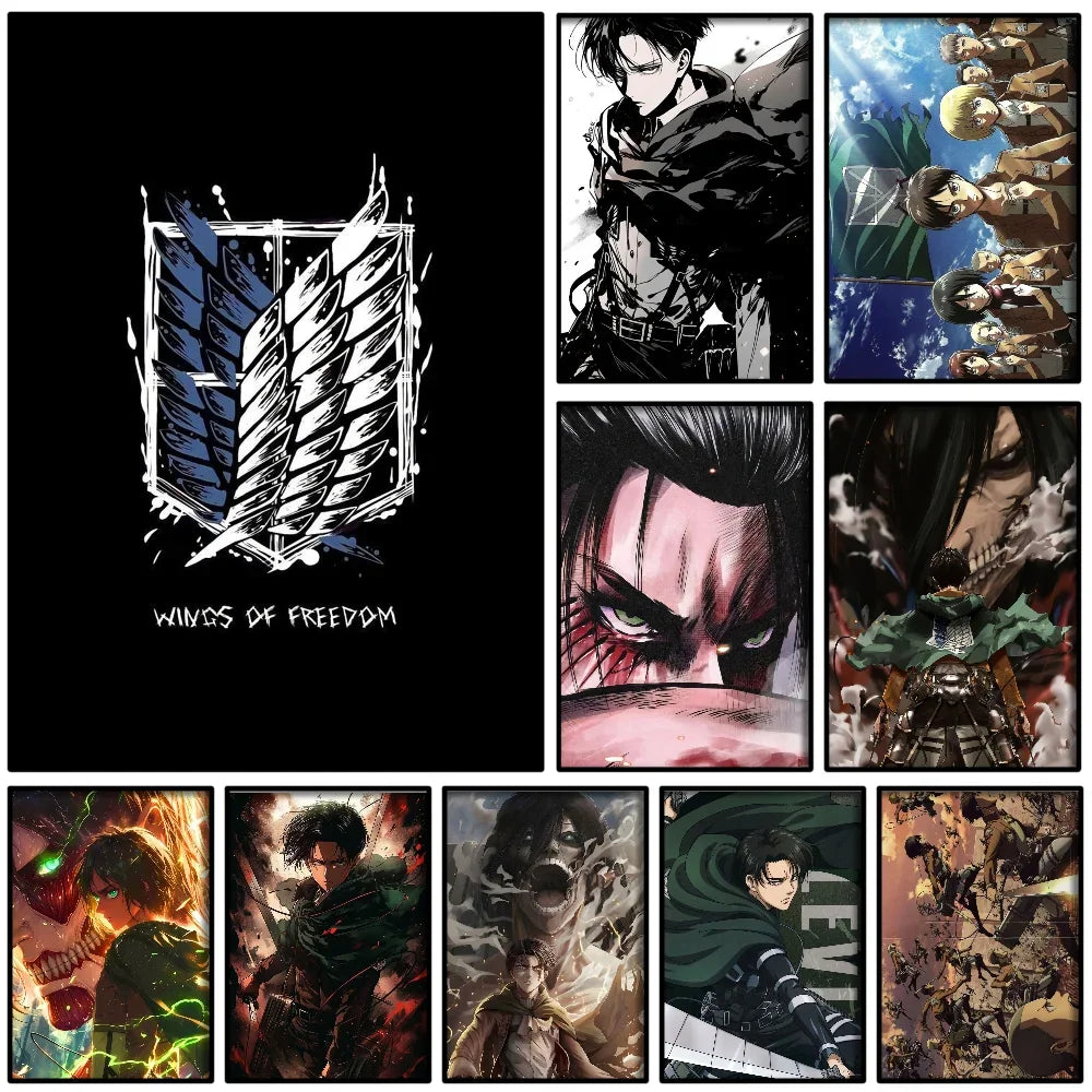 1PC Attack On Titan Poster Self-adhesive Art Waterproof Paper Sticker Coffee House Bar Room Wall Decor