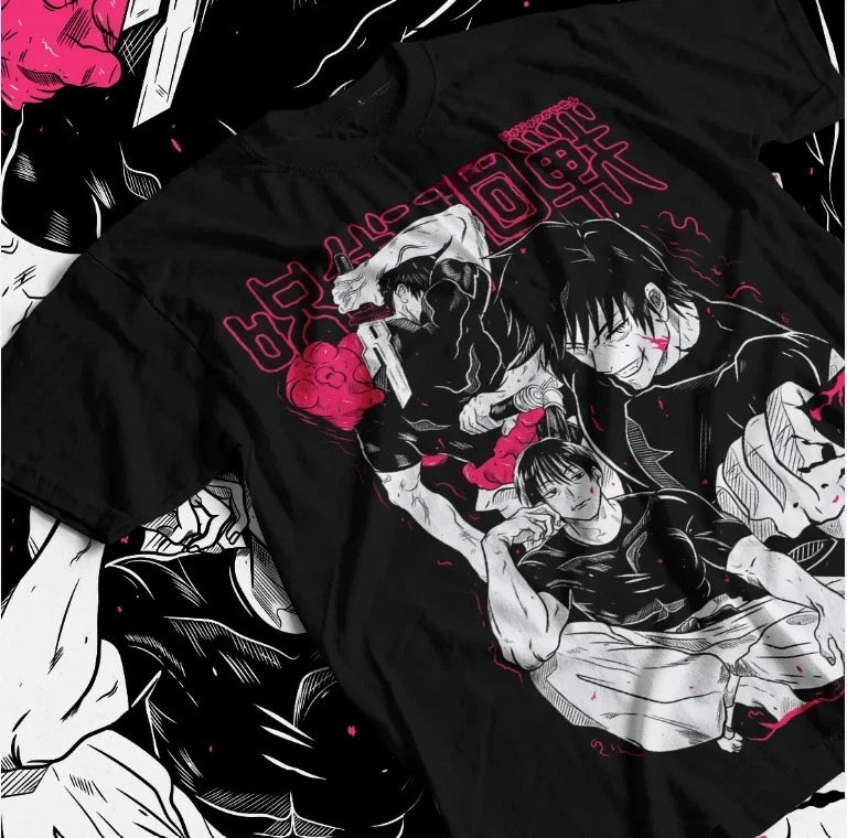 Jujutsu Kaisen Fushiguro Toji T-Shirt Gojo Anime Horror Gift T-Shirt Summer New Vintage Fashion Men and Women Cotton Streetwear