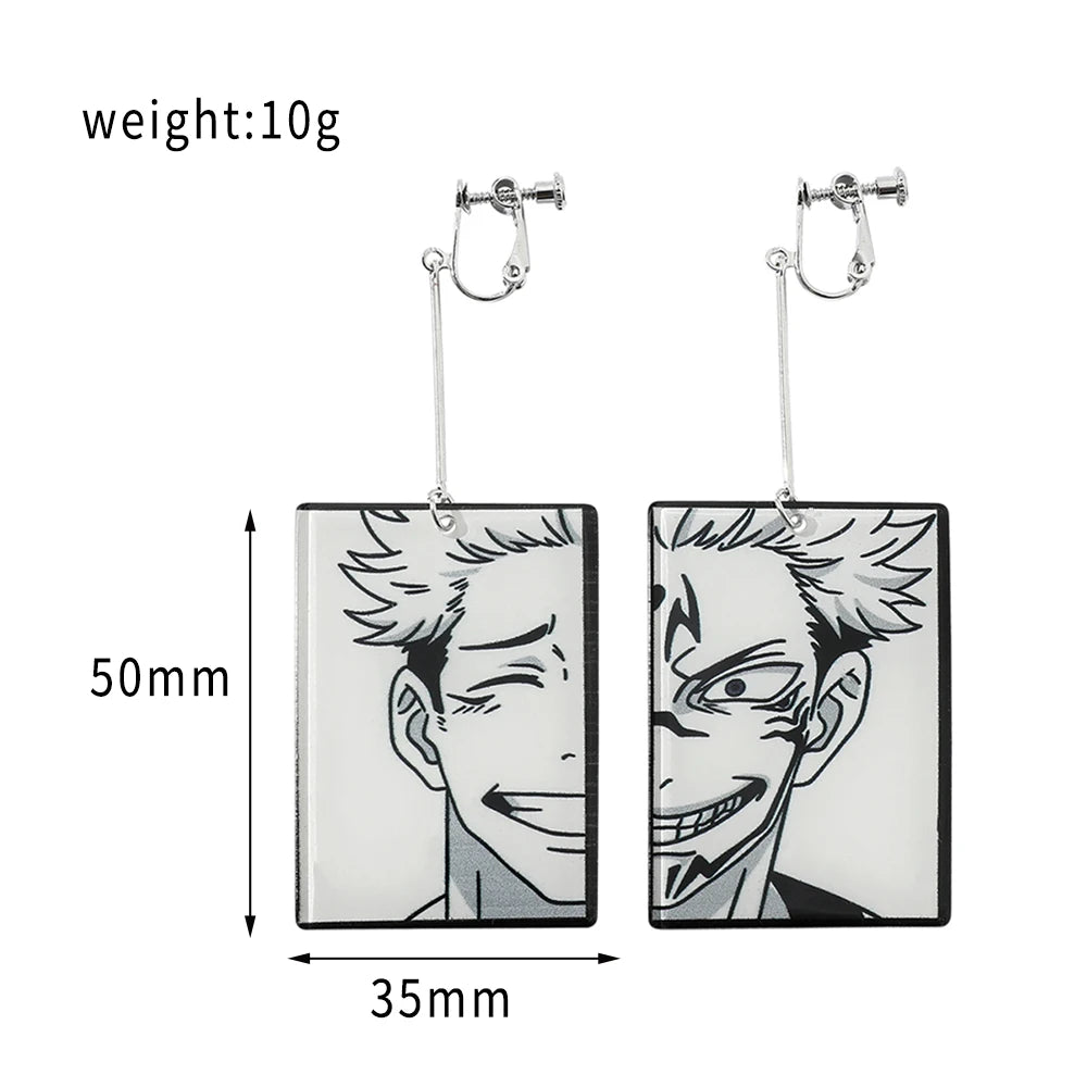 Anime Jujutsu Kaisen Figure Drop Earrings Itadori Yuji Ryomen Sukuna Acrylic Ear Accessories Cosplay Gift for Fans for Women Men