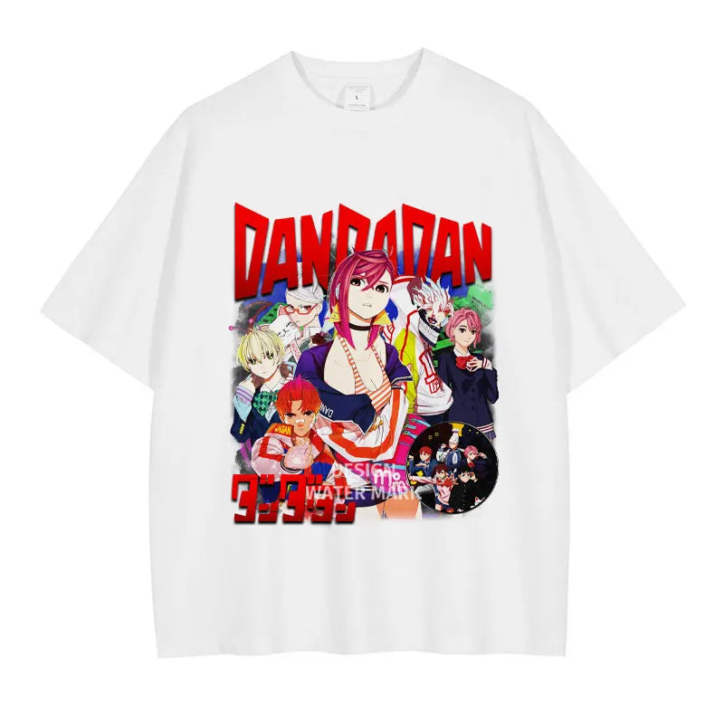 DanDaDan T Shirt Anime Oversized Vintage Washed T-shirts Streetwear Retro Manga Ayase Momo Takakura Ken DTG Printing Top Tee Men