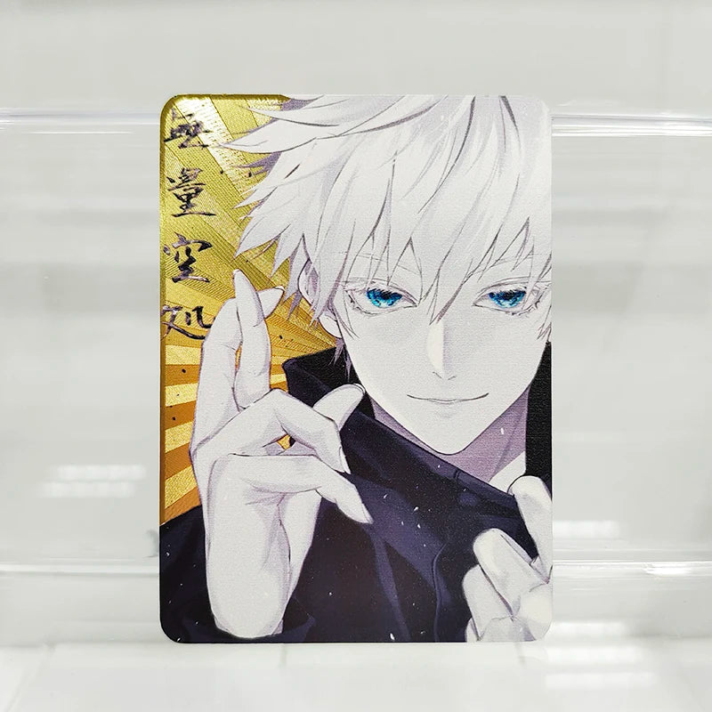 Anime Jujutsu Kaisen DIY ACG Tabletop Games Metal Laser Cards Satoru Gojo Toys for boys Collectible Cards Birthday Present