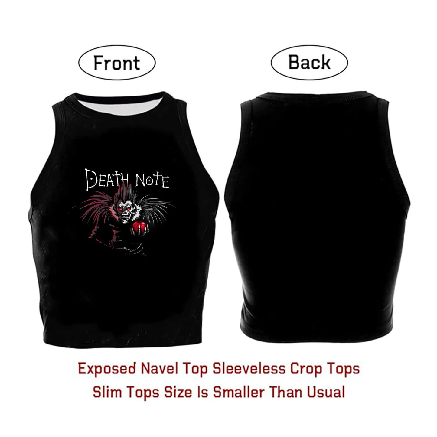 Death Note Graphic Sexy Women Shoulder-Off Crop Top Casual Japanese Anime Sleeveless Tank Tops Fashion Streetwear Y2K T-Shirts
