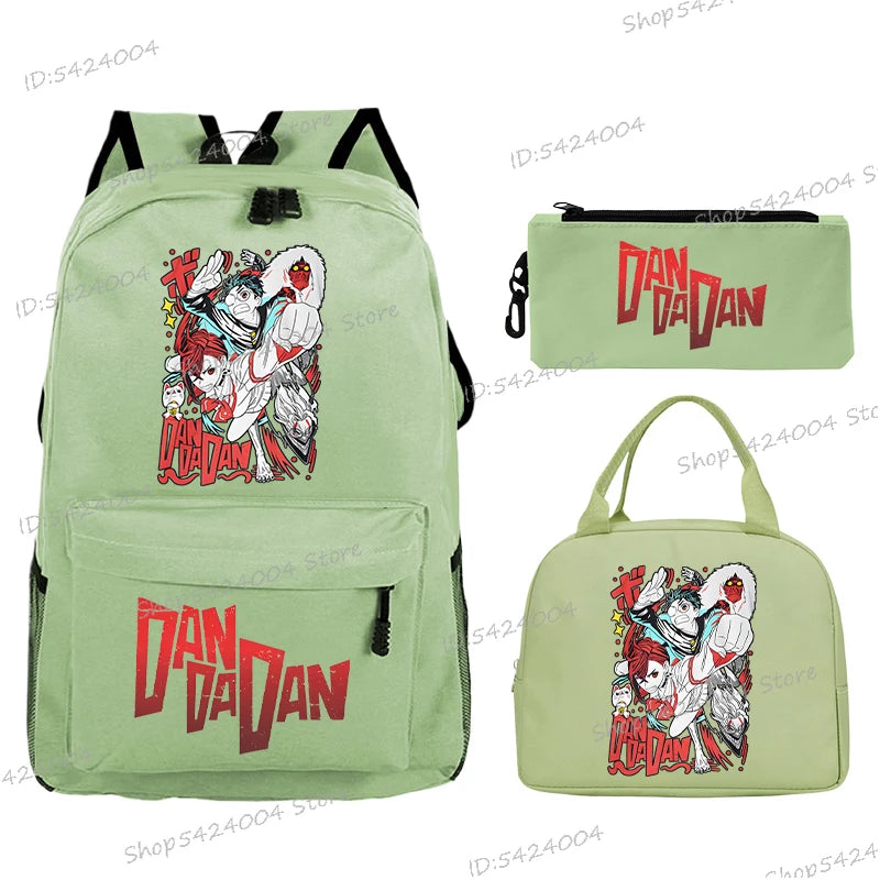 3Pcs Set Anime Dan Da Dan Backpack with Lunch Bags Pencil Case,Cartoon Ayase Momo Takakura Ken Print Women Men Schoolbag