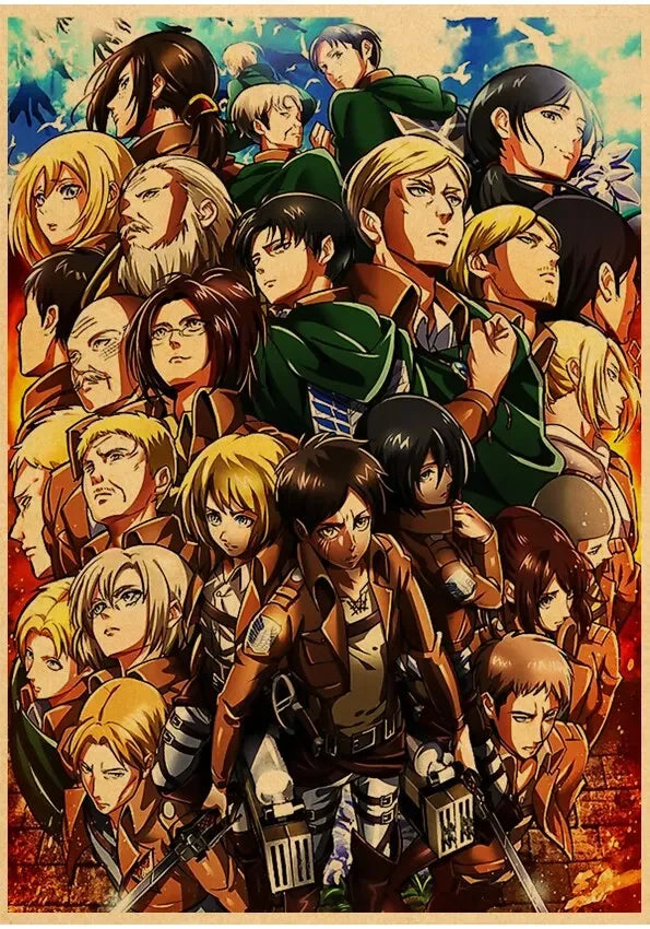 Attack on Titan Season Eren Poster Japanese Anime Classic Kraft Paper Wall Art Decor for Home Room Unique Prints Stickers f