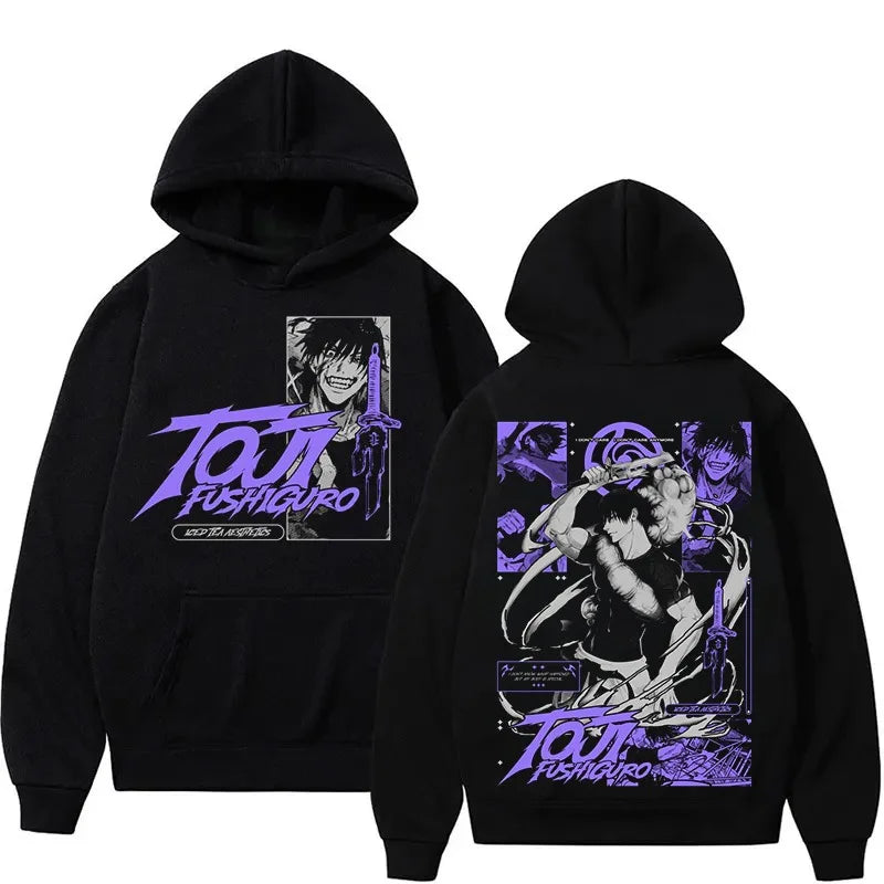 Jujutsu Kaisen Toji Fushiguro Pattern Black Hoodie Autumn Winter Oversized Sweatshirt Men Women Unisex Long Sleeve Pullover