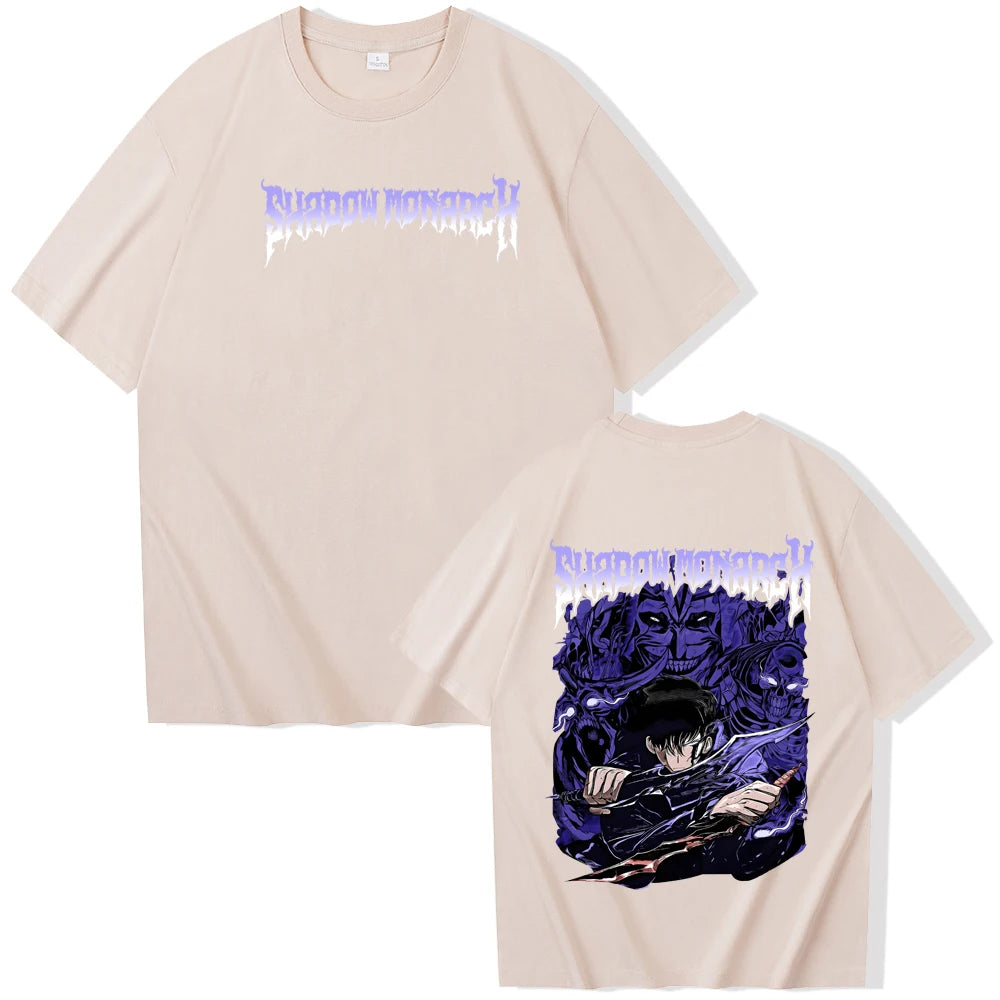 Anime Solo Leveling Shadow Monarch T-Shirts Man Women Summer Casual O-Neck Short Sleeve Shirts