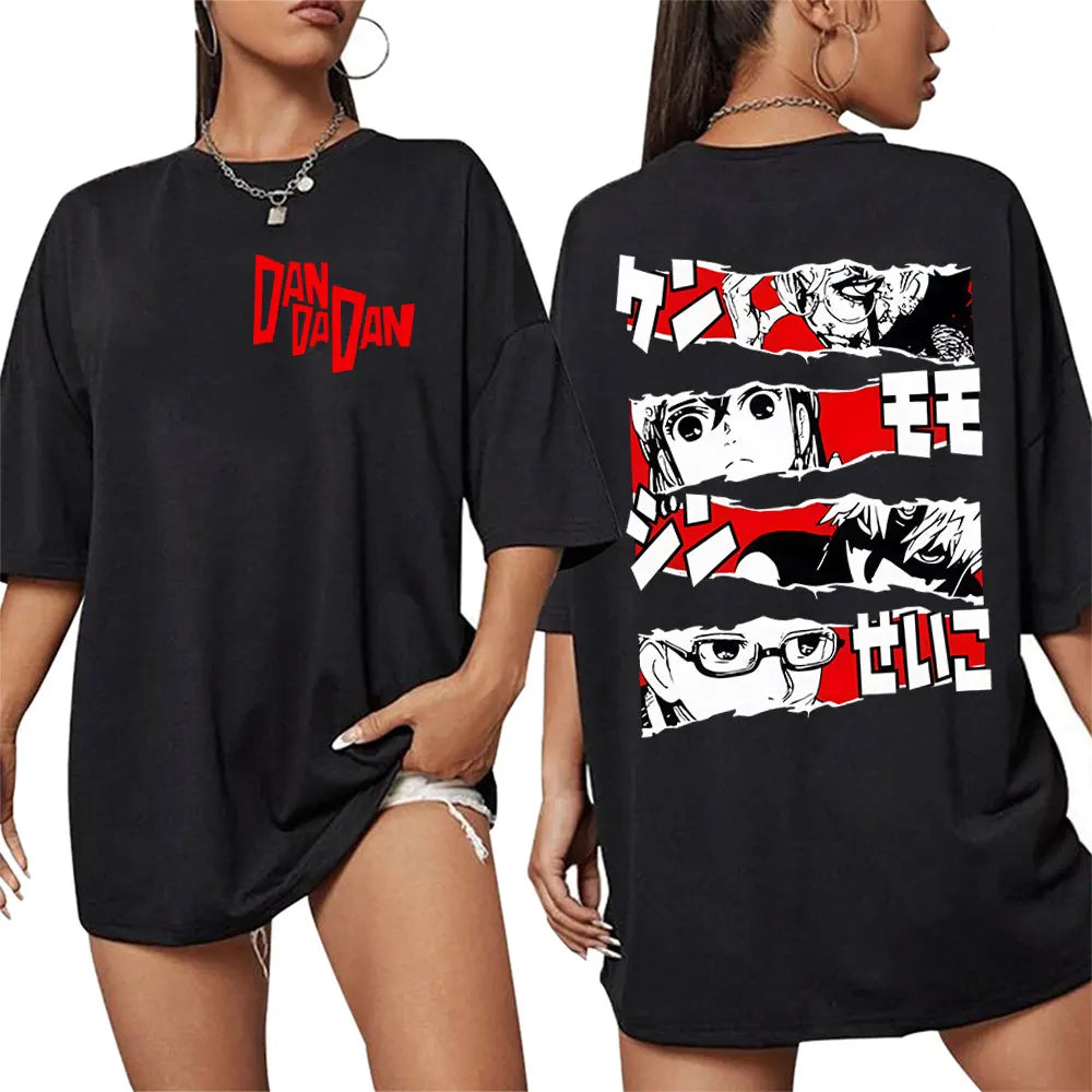Japan Anime Dandadan Okarun Dan Da Dan Graphic Cover T Shirt Men Women Vintage Oversized T-Shirt O-Neck High Quality Cotton Tees