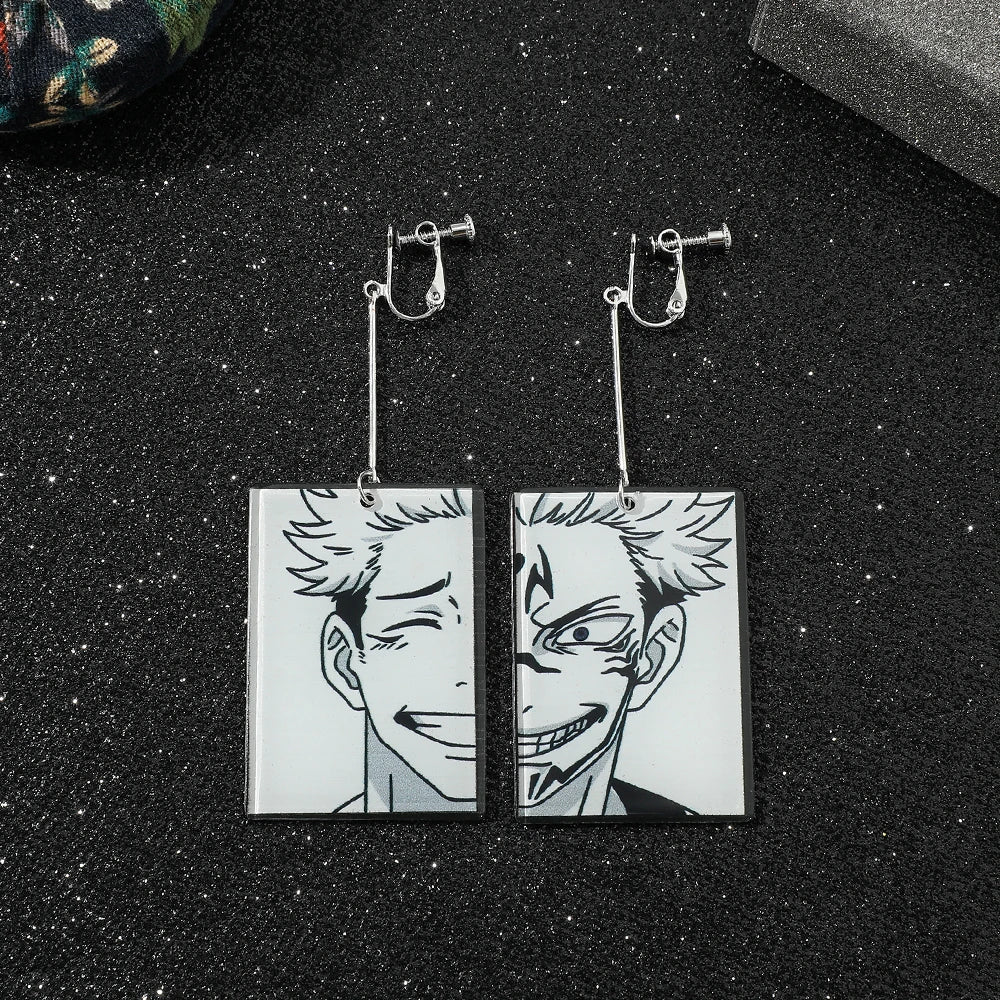 Anime Jujutsu Kaisen Figure Drop Earrings Itadori Yuji Ryomen Sukuna Acrylic Ear Accessories Cosplay Gift for Fans for Women Men