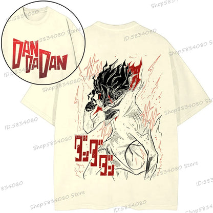 Dandadan Okarun T-shirts for Men Women Washed Cooton Tee Shirt Japanaise Anime Manga Gift Anime Dan Da Dan Cool Street T-shirt