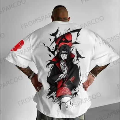 New Naruto Anime Peripheral Printing T-shirt Men's Summer Japanese Loose Casual Wear Large Size Children's Parent-child Top