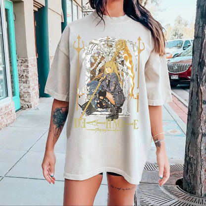 Classic Anime Women T-shrits Misa Amane Inspired Anime Death Note T-shirt Black Anime Gift Oversized Street Hip Hop Short Sleeve