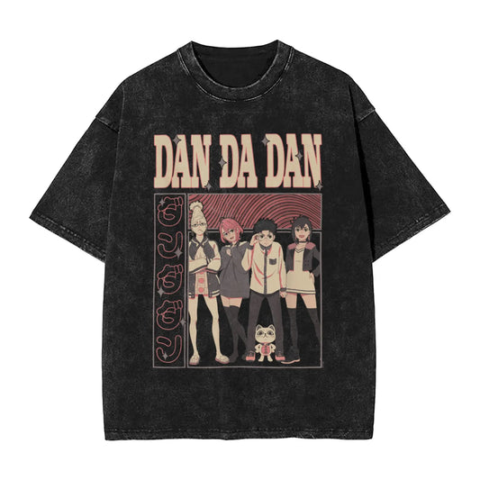 Dan Da Dan Cast of Characters With Kanji T Shirt Simple T-Shirts Short Sleeve Vintage Tshirt Summer Casual O-Neck Plus Size Tees