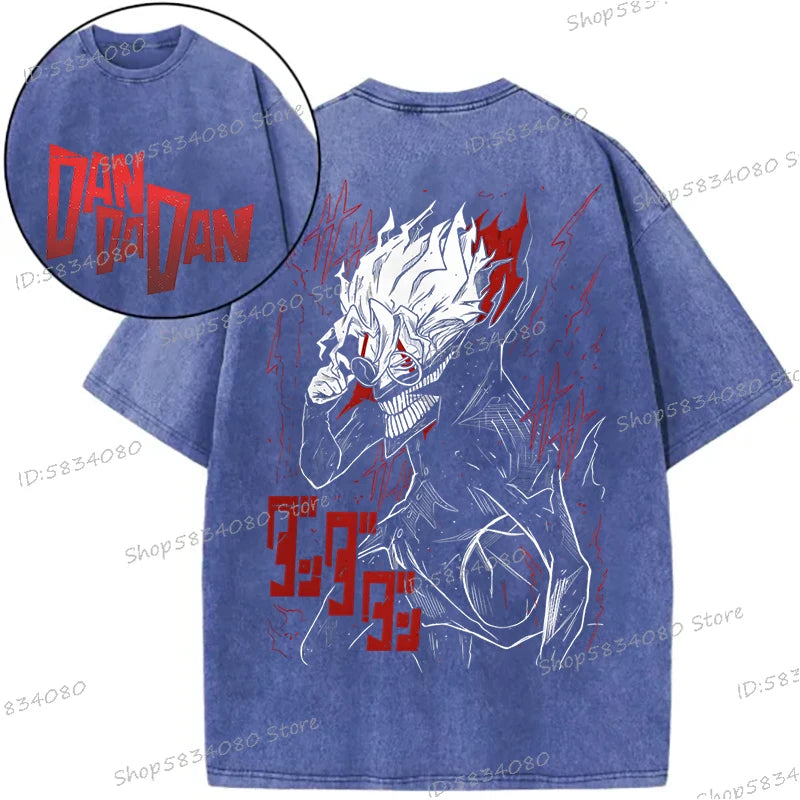 Dandadan Okarun T-shirts for Men Women Washed Cooton Tee Shirt Japanaise Anime Manga Gift Anime Dan Da Dan Cool Street T-shirt