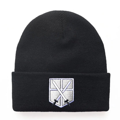 NEW Anime Attack on Titan Fashion Embroidery Knitted Hat New Men Women Hip Hop Hat Winter Hat Fashion Unisex Cap Streetwear gift