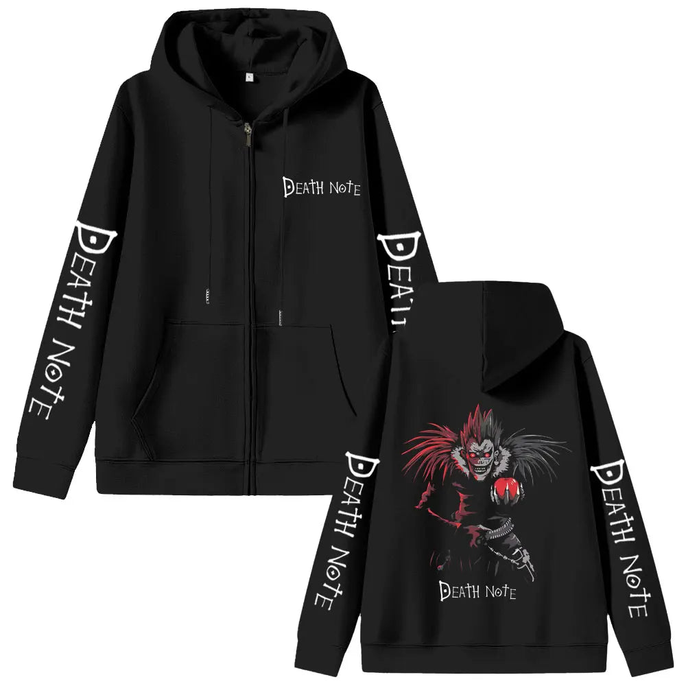 Anime Death Note Ryuk Graphic Zipper Hoodie Men Women Clothing Fashion Vintage Oversized Jacket Men's Cartoon Manga Merch Coat