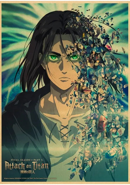 Attack on Titan Season  Eren Poster  Japanese Anime Classic Kraft Paper Wall Art Decor for Home  Room  Unique Prints  Stickers f