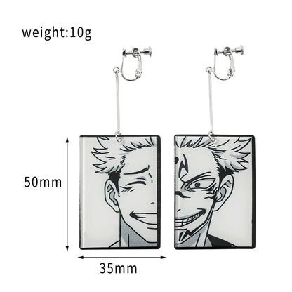Anime Jujutsu Kaisen Figure Drop Earrings Itadori Yuji Ryomen Sukuna Acrylic Ear Accessories Cosplay Gift for Fans for Women Men