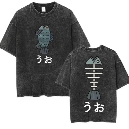 Japan Anime Dandadan Okarun Dan Da Dan Graphic T Shirt Men Women O-Neck Cute Style T-shirt Vintage Washed Cotton Tees Streetwear