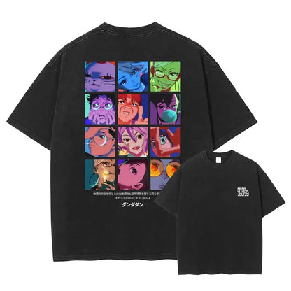 DanDaDan T Shirt Anime Oversized Vintage Washed T-shirts Streetwear Retro Manga Ayase Momo Takakura Ken DTG Printing Top Tee Men