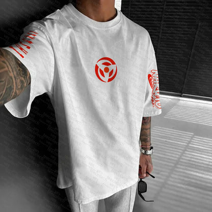 Naruto T-shirt Men's Short Sleeved Summer Anime Kakashi Trendy Loose Cotton Top