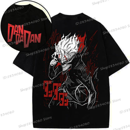 Dandadan Okarun T-shirts for Men Women Washed Cooton Tee Shirt Japanaise Anime Manga Gift Anime Dan Da Dan Cool Street T-shirt