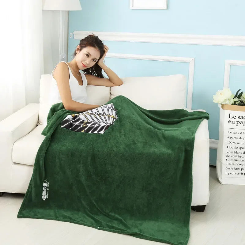 2024Titan Blanket Cloak Shingeki Kyojin Survey Corps Cloak Cape Flannel Cosplay Hoodie Droping shipping Gift