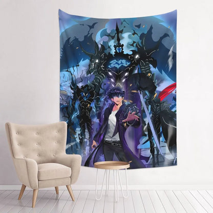 Anime Solo Leveling Tapestry Bohemian Polyester Wall Hanging Wall Decor Background Cloth Witchcraft Tapestries