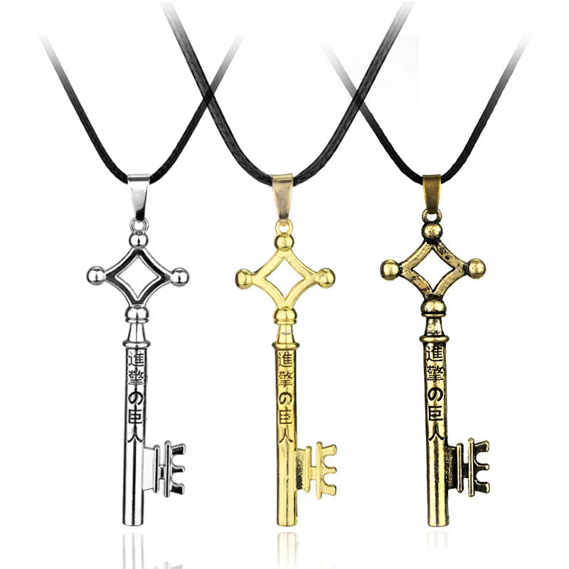 Attack On Titan Necklace Eren Key Shingeki No Kyojin Pendant Fashion Vintage Retro Anime Jewelry For Men Cosplay