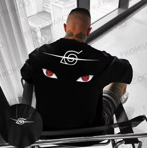 New Naruto Anime Peripheral Printing T-shirt Men's Summer Japanese Loose Casual Wear Large Size Children's Parent-child Top