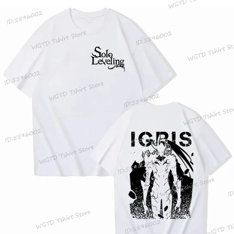 100% Cotton T-shirt for Men Solo Leveling Sung Jin-woo Cool Short Sleeve Tee Anime Fans Gifts High Quality Male Top T-shirts