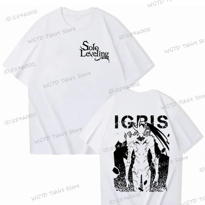 100% Cotton T-shirt for Men Solo Leveling Sung Jin-woo Cool Short Sleeve Tee Anime Fans Gifts High Quality Male Top T-shirts