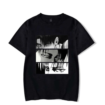 Women T-shirts Japanese Anime Attack On Titan Levi Ackerman Eye Punk Tops Summer Harajuku Oversized Gothic Short Sleeve T-shirt