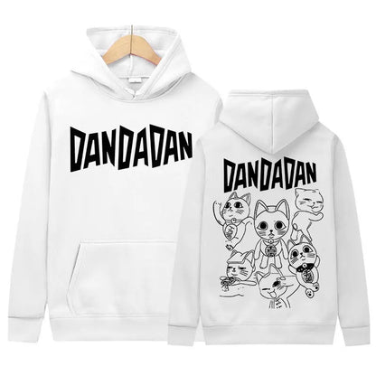 Japanese Anime Dandadan Okarun Dan Da Dan Graphic Hoody Funny Cat Style Men Women Fleece Sweatshirt Y2K Vintage Harajuku Hoodies