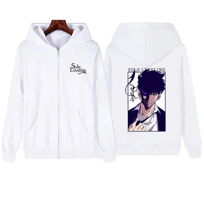 Anime Solo Leveling Printed Zipper Hoodies Women Men Autumn Winter Casual Harajuku Coat Fashion Fleece Long Sleeve Jacket Hoodie