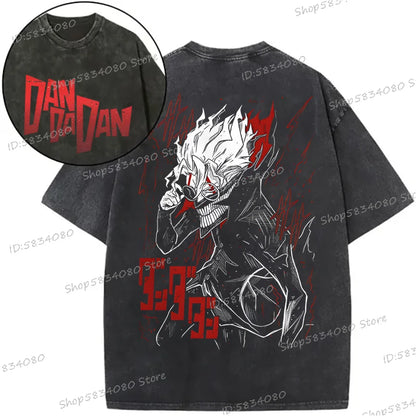 Dandadan Okarun T-shirts for Men Women Washed Cooton Tee Shirt Japanaise Anime Manga Gift Anime Dan Da Dan Cool Street T-shirt
