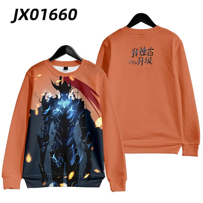 Anime Solo Leveling Sung Jin Woo Cosplay Hoodie Women Men O-neck Long Sleeve Crewneck Sweatshirt Casual Tracksuit