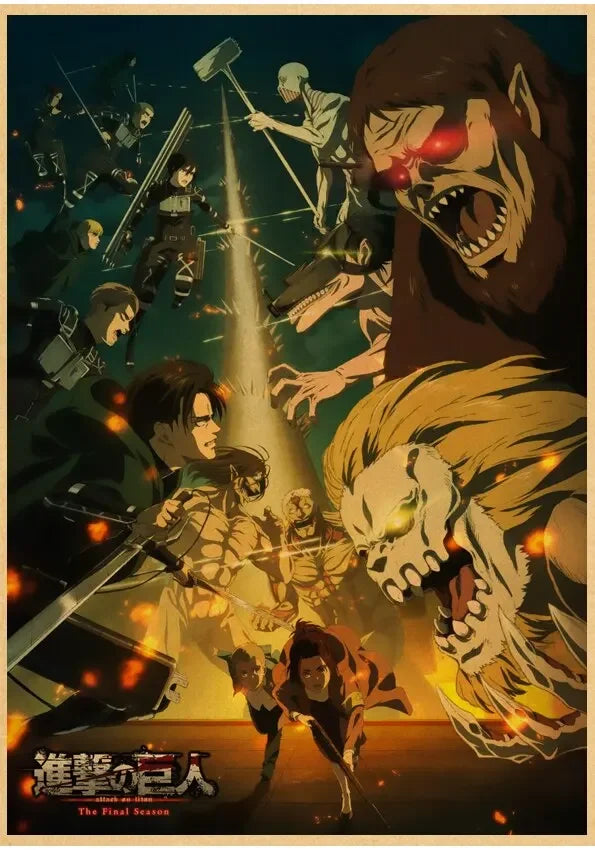 Attack on Titan Season  Eren Poster  Japanese Anime Classic Kraft Paper Wall Art Decor for Home  Room  Unique Prints  Stickers f