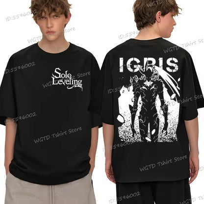 100% Cotton T-shirt for Men Solo Leveling Sung Jin-woo Cool Short Sleeve Tee Anime Fans Gifts High Quality Male Top T-shirts