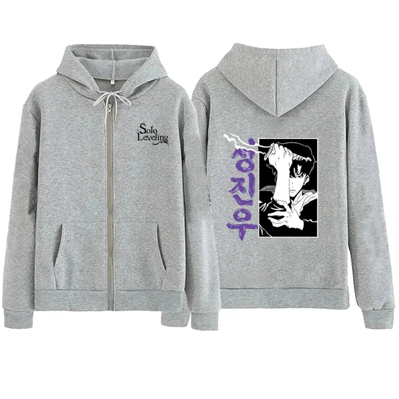 Anime Solo Leveling Printed Zipper Hoodies Women Men Autumn Winter Casual Harajuku Coat Fashion Fleece Long Sleeve Jacket Hoodie