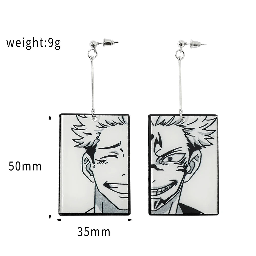 Anime Jujutsu Kaisen Figure Drop Earrings Itadori Yuji Ryomen Sukuna Acrylic Ear Accessories Cosplay Gift for Fans for Women Men