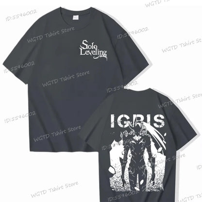 100% Cotton T-shirt for Men Solo Leveling Sung Jin-woo Cool Short Sleeve Tee Anime Fans Gifts High Quality Male Top T-shirts