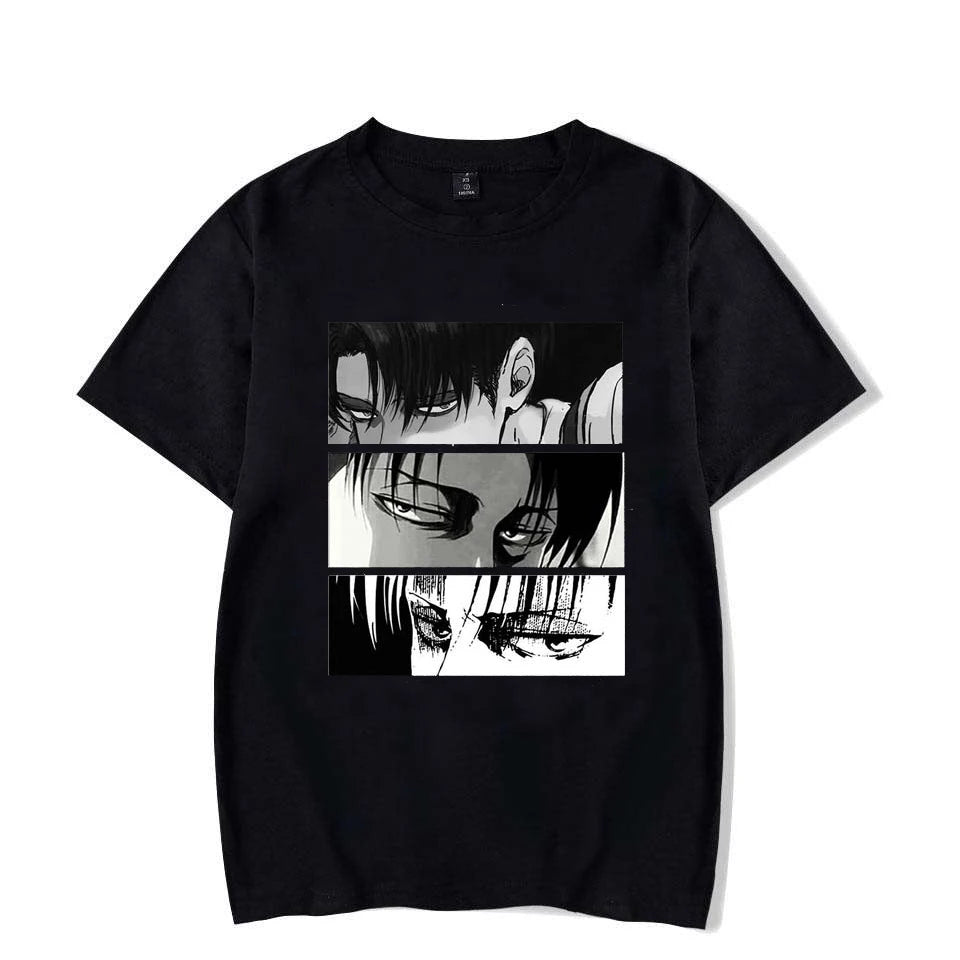 Women T-shirts Japanese Anime Attack On Titan Levi Ackerman Eye Punk Tops Summer Harajuku Oversized Gothic Short Sleeve T-shirt