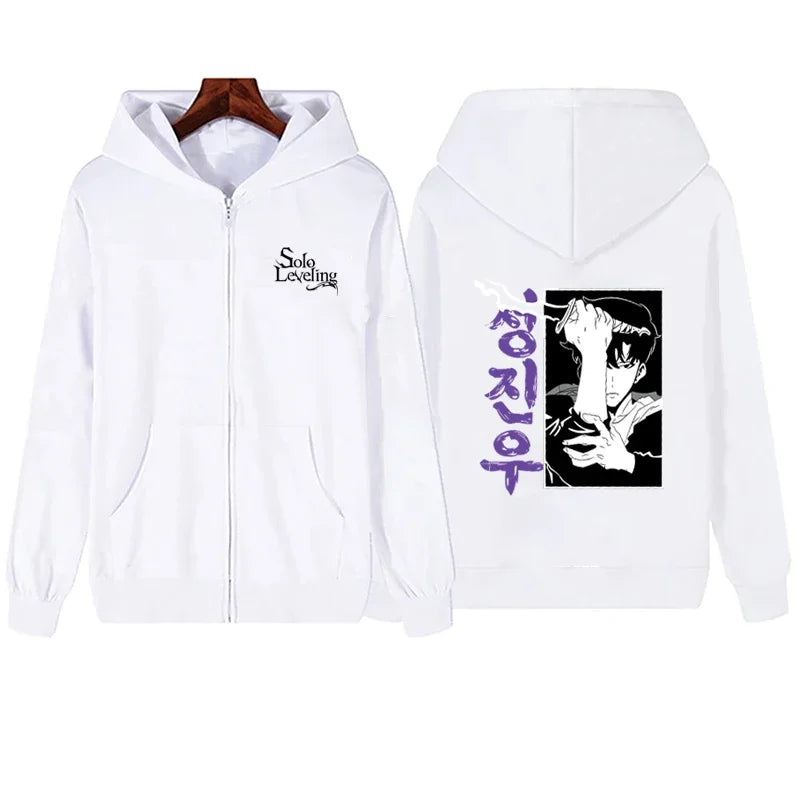 Anime Solo Leveling Printed Zipper Hoodies Women Men Autumn Winter Casual Harajuku Coat Fashion Fleece Long Sleeve Jacket Hoodie