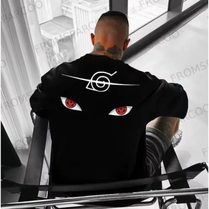 New Naruto Anime Peripheral Printing T-shirt Men's Summer Japanese Loose Casual Wear Large Size Children's Parent-child Top