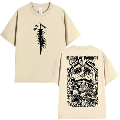 Japan Anime Solo Leveling Harajuku Style T Shirts Statue of God Sung Jinwoo Men Women Punk T-shirts Loose Cotton Manga T-shirt