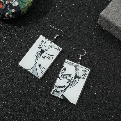 Anime Jujutsu Kaisen Figure Drop Earrings Itadori Yuji Ryomen Sukuna Acrylic Ear Accessories Cosplay Gift for Fans for Women Men