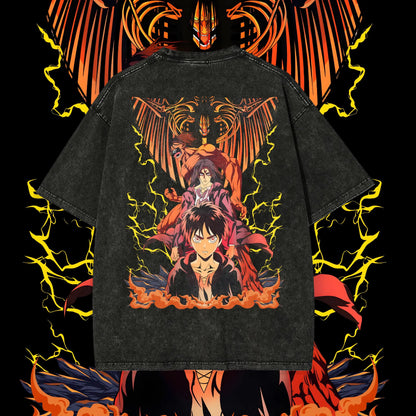 Attack on Titan Season 3 Scout Regiment Distress T-Shirt Anime Washed Tshirt Graphic T Shirts Harajuku Tops Tees